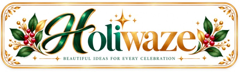 Holiwaze green and gold H icon with festive decorative accents.